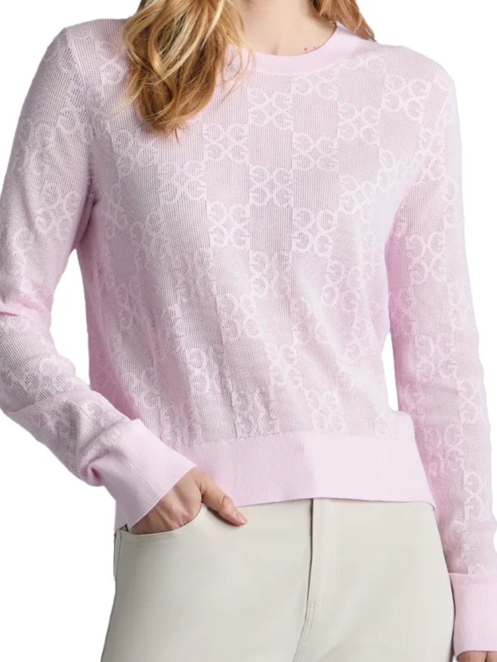 G/FORE Women’s Pointelle G Crewneck Sweater Blush